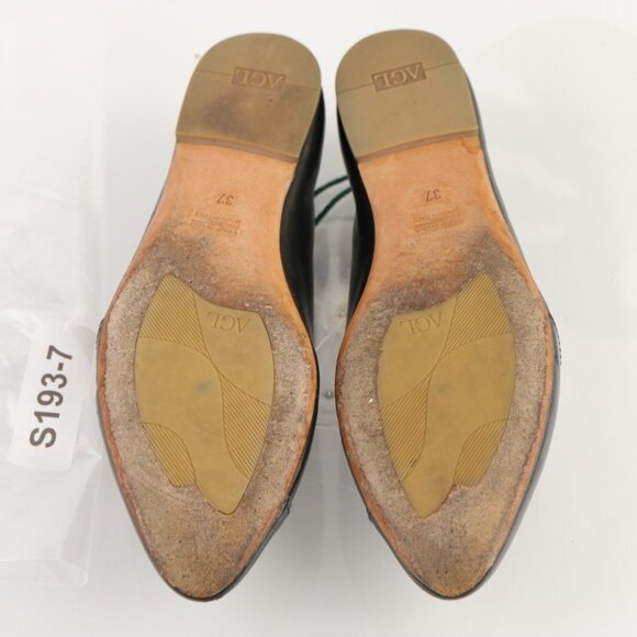 AGL Womens Loafer Size 37 7 Black Leather Pointed Cap Toe SlipOn Flat Shoe Italy - Picture 8 of 11